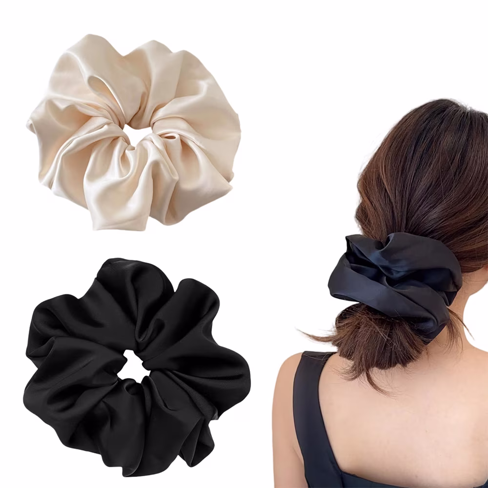 2 Pieces Satin Silk Scrunchies for Women 7.5 Inches Large