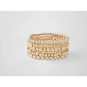 Women’s Gold Tone Beaded Stretch Bracelet Set, 6-Piece