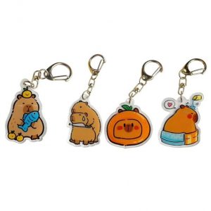 Set of 4 Cute Capybara Acrylic Keychain Trendy
