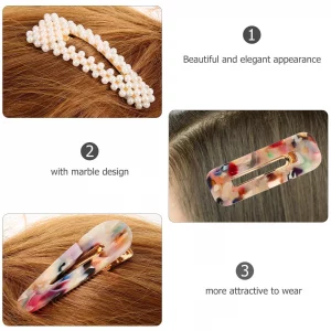 10Pcs Marble Hair Clip Multi Color Simple Style Acrylic