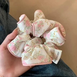 Large Floral Pattern Scrunchie Elastic Hair Tie For Women Girl